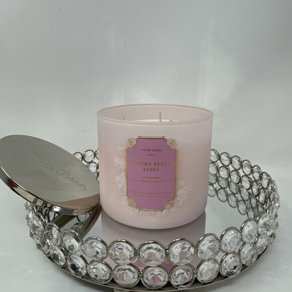 Bath & Body Works Snowy Peach Berry 3-Wick 14.5oz Candle ~ New Discontinued HTF - Picture 1 of 4